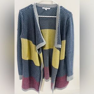CAbi colorblock Waterfall Blanket Cardigan Jacket Medium 100% Cotton.